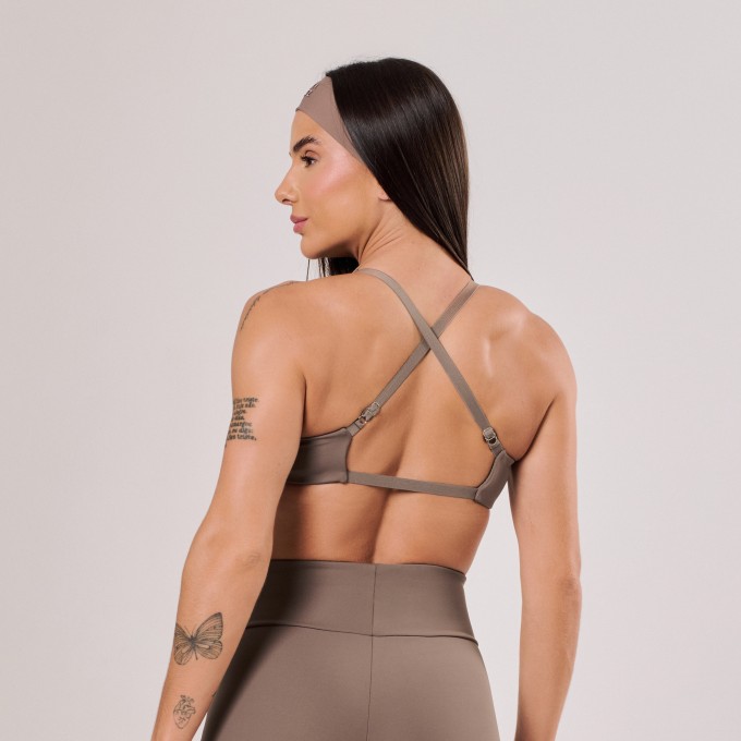 Top Alças Cruzadas Castanho