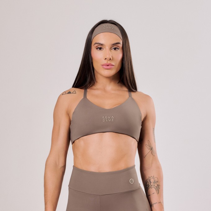 Top Alças Cruzadas Castanho