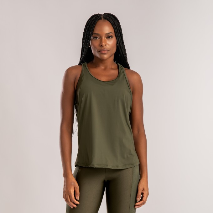 Regata Verde Escura  com Detalhe Tule