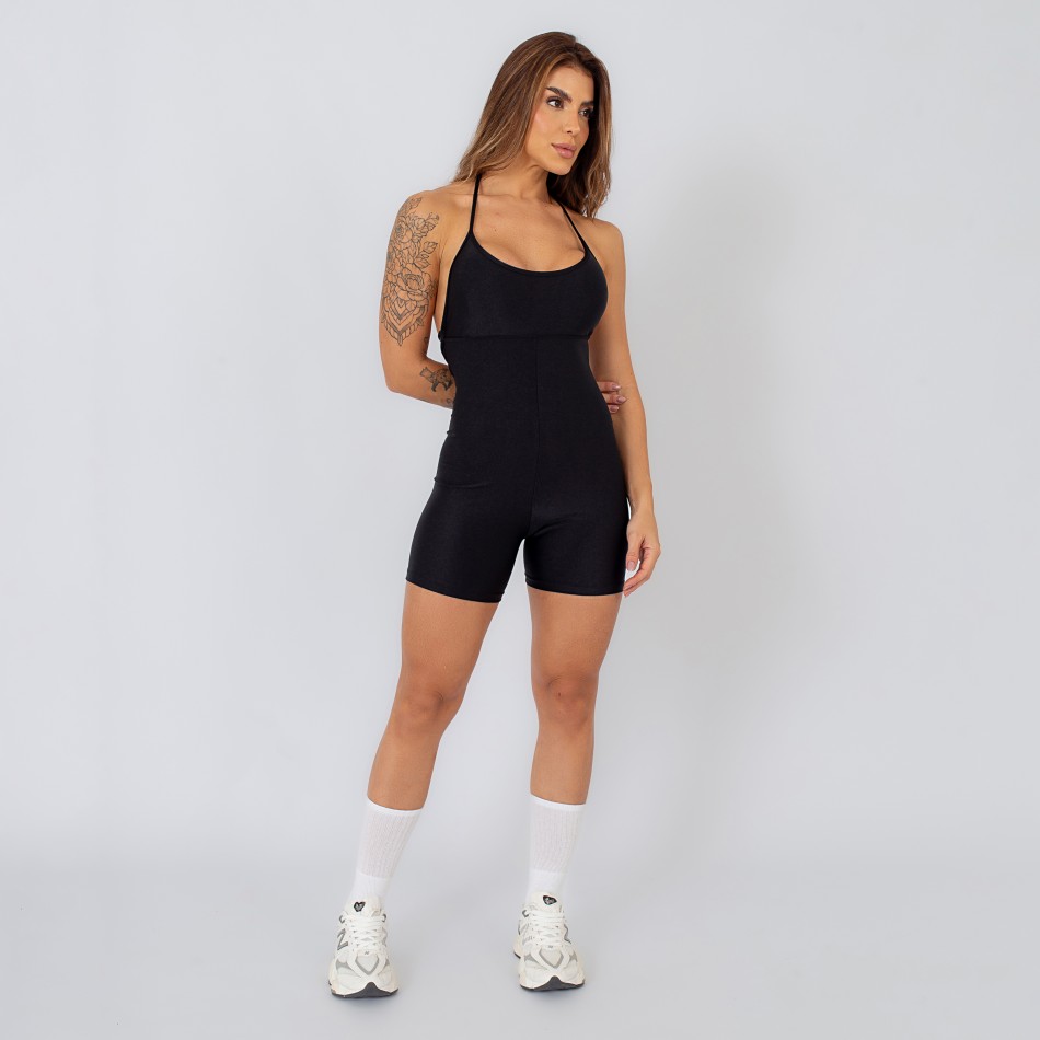 Macaquinho  Decotado com Alças Removíveis Preto