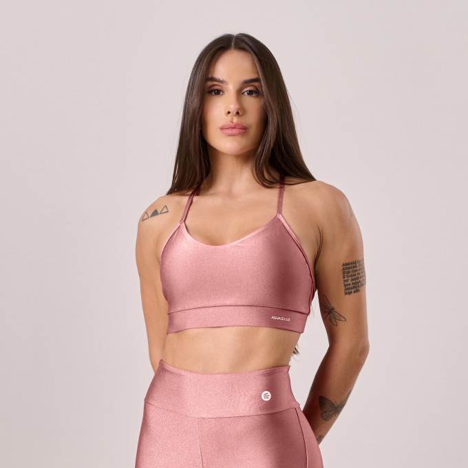 Top Alça Cruzada Rosa Pastel