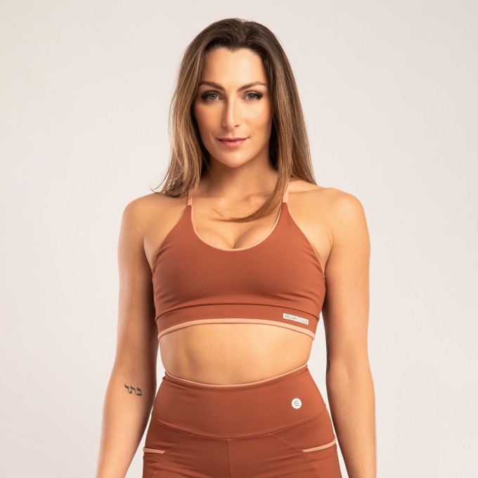 Top  Marrom Claro com Detalhe Nude