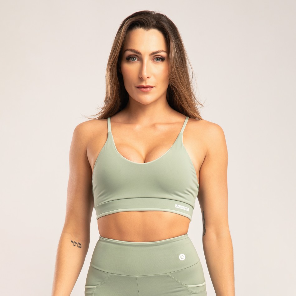 Top Verde Chá  com Detalhe Verde Aloe