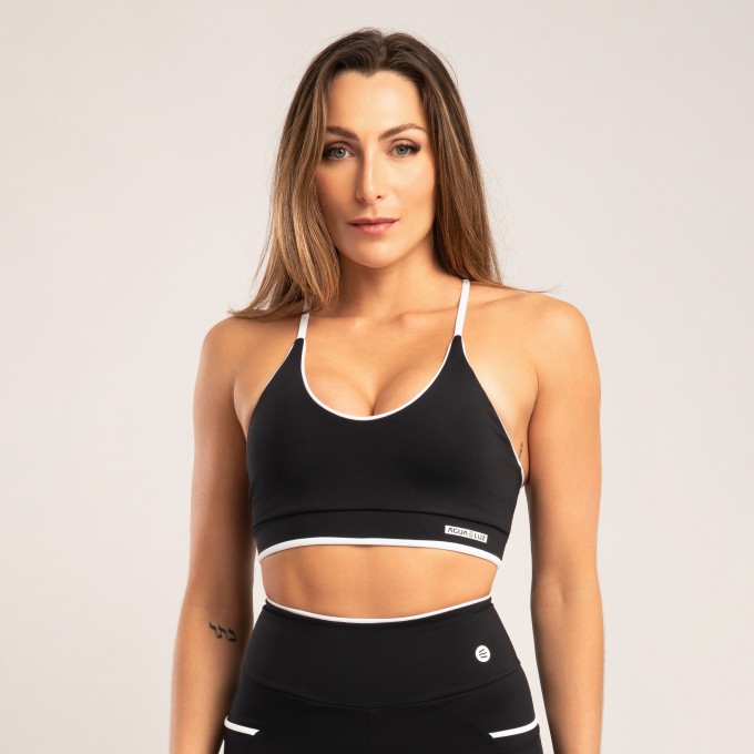 Top Comfort Preto com Detalhe Branco