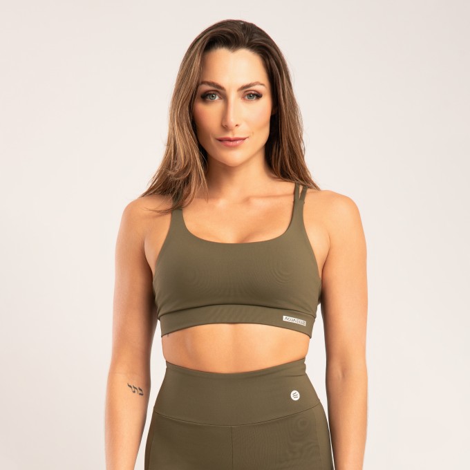 Top Verde Oliva Com Alças Duplas