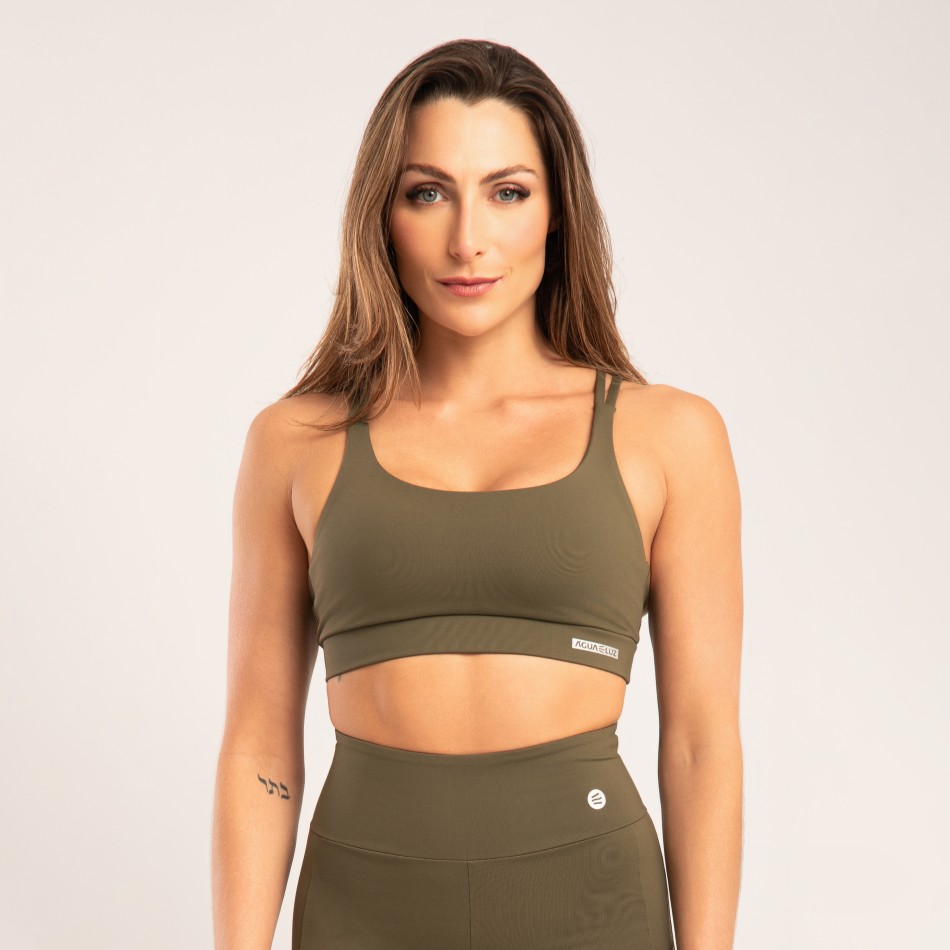 Top Verde Oliva Com Alças Duplas