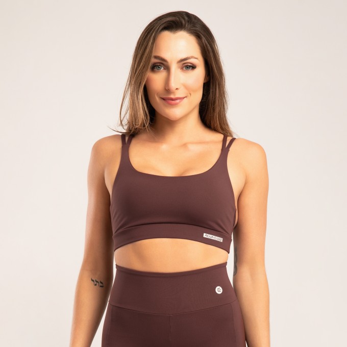 Top Marrom Escuro com Alça Dupla