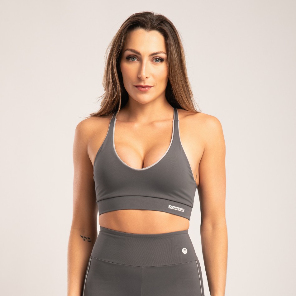 Top Cinza Níquel com Detalhe Cinza Claro