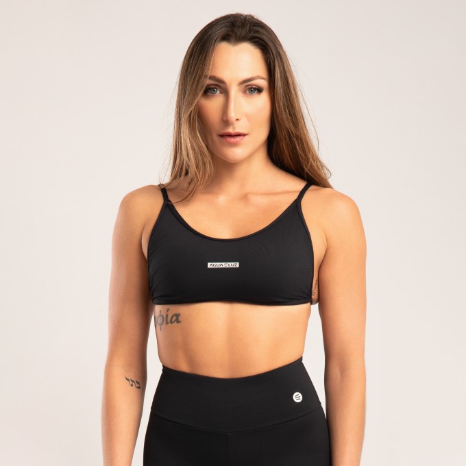 Top Preto com Alças e Costas Reguláveis