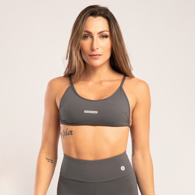 Top Cinza Níquel com Alças e Costas Reguláveis