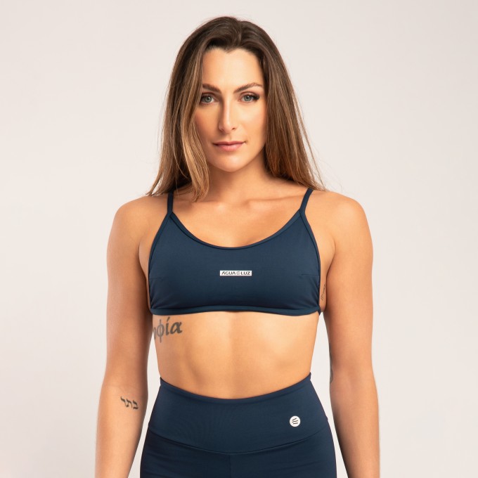 Top Azul Marinho com Alças e Costas Reguláveis