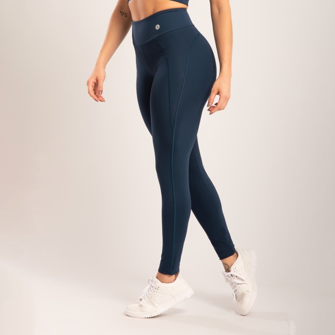Calça legging Azul Marinho com Pesponto