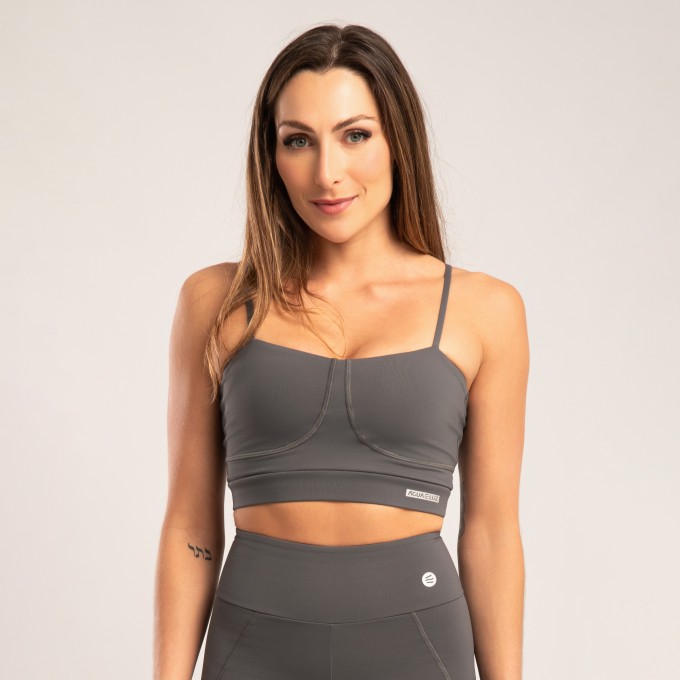 Top Cinza Níquel com Pesponto