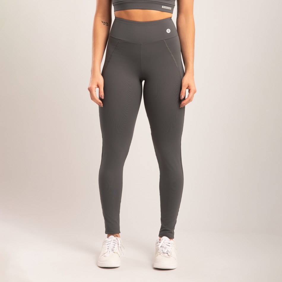Calça Legging Cinza Níquel com Pesponto