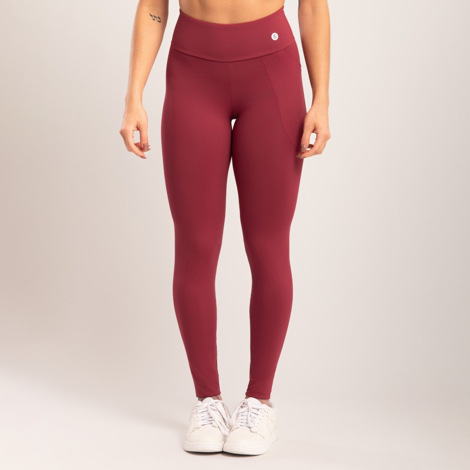 Calça Legging Vermelha com Bolso Lateral