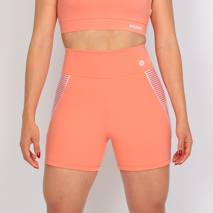 Short Pêssego com Detalhes em Listras