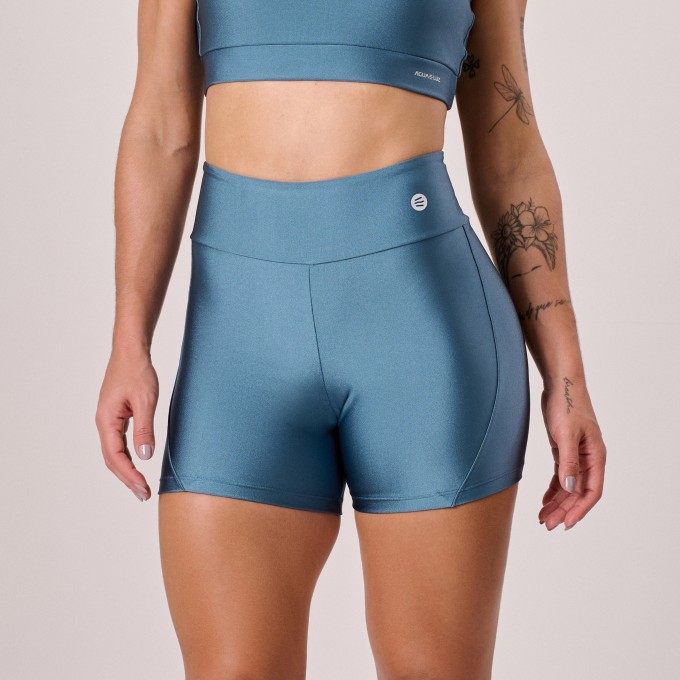 Short com Recorte Azul Porcelana