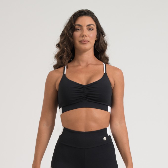 Top Drapeado Preto e Branco