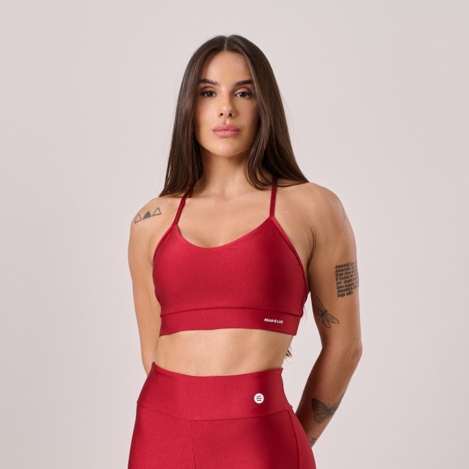 Top Alça Cruzada Vermelho Carmim