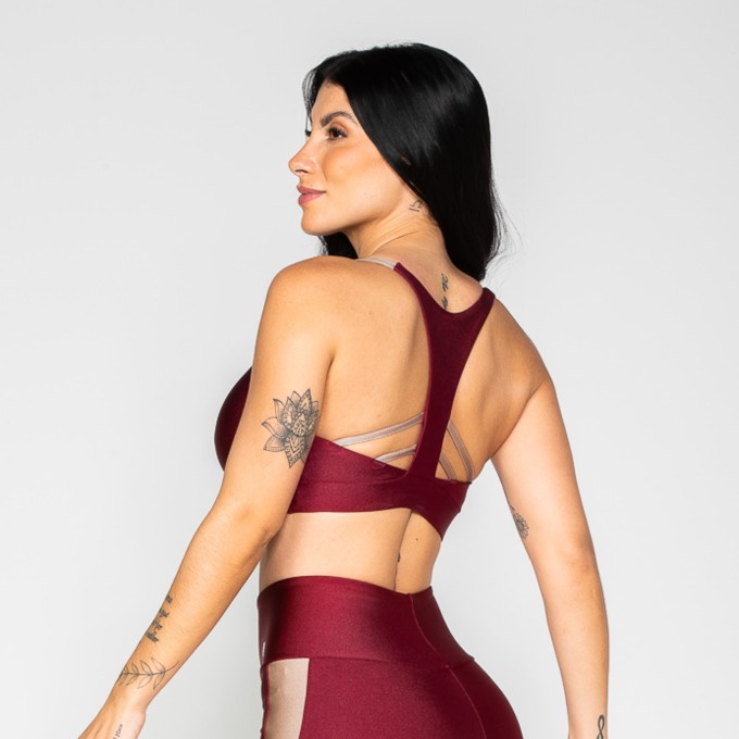 Top Vermelho Cereja Franzido com Alças Nudes