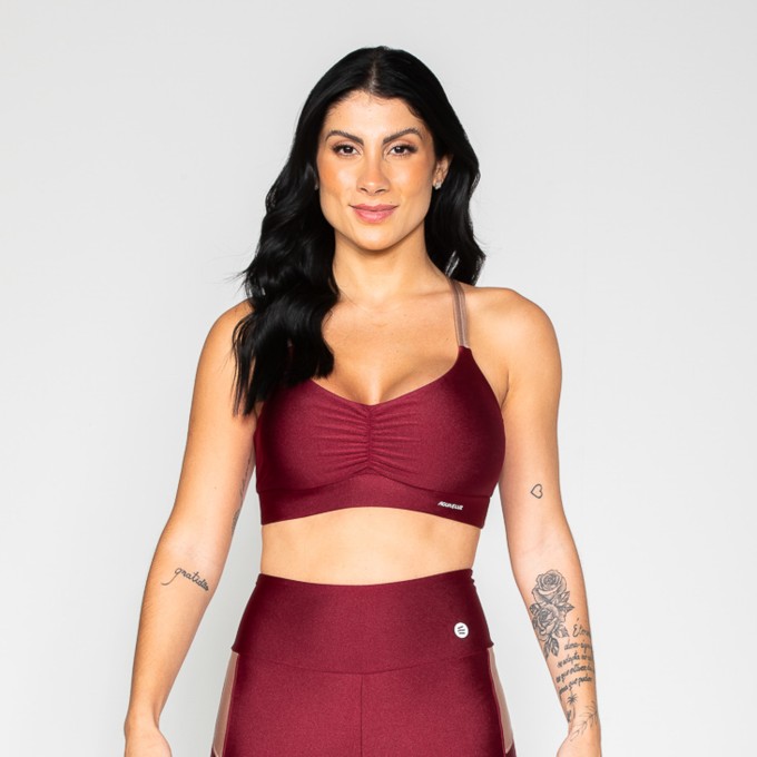 Top Vermelho Cereja Franzido com Alças Nudes