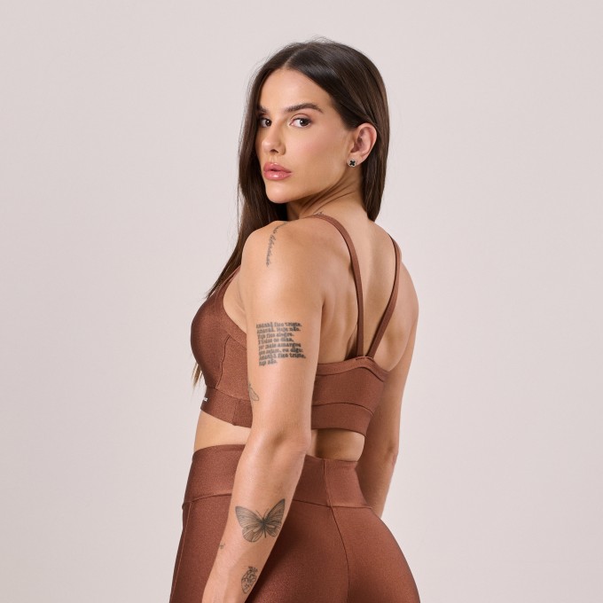 Top Alça Média Marrom Cocoa