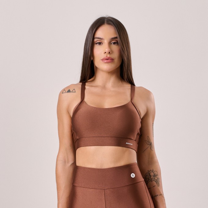 Top Alça Média Marrom Cocoa