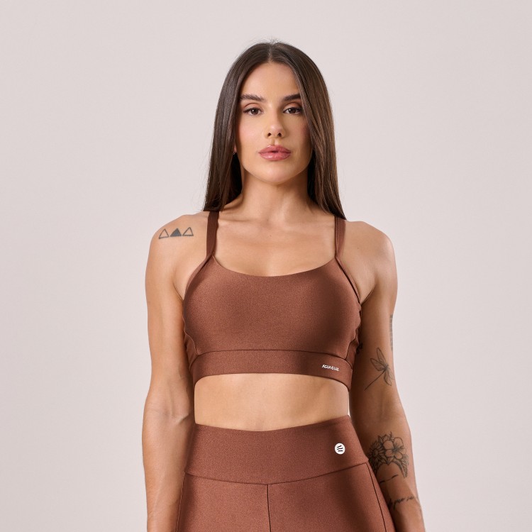 Top Alça Média Marrom Cocoa