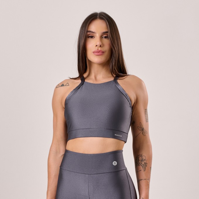 Top Frente Única Cinza Titânio