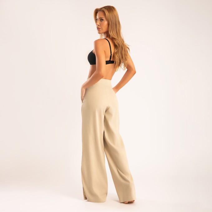 Calça de Linho com Amarração Nude