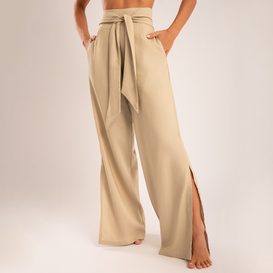 Calça de Linho com Amarração Nude
