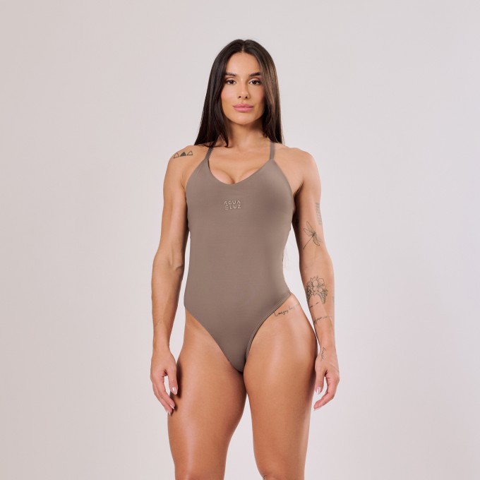 Body Castanho com Alças Cruzadas