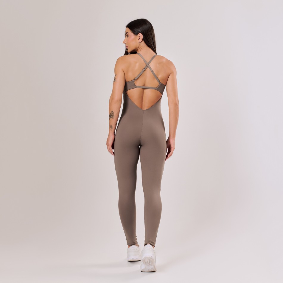 Macacão Castanho com Alças Cruzadas