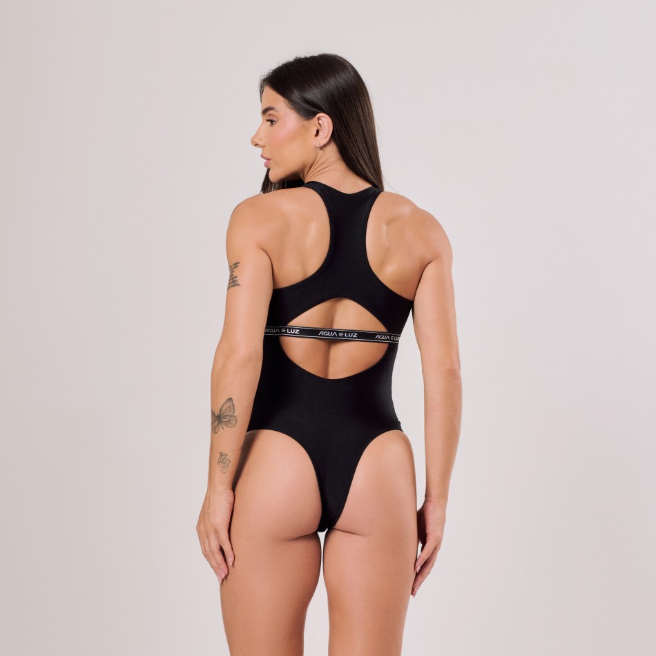 Body Preto com Zíper e Elástico Personalizado