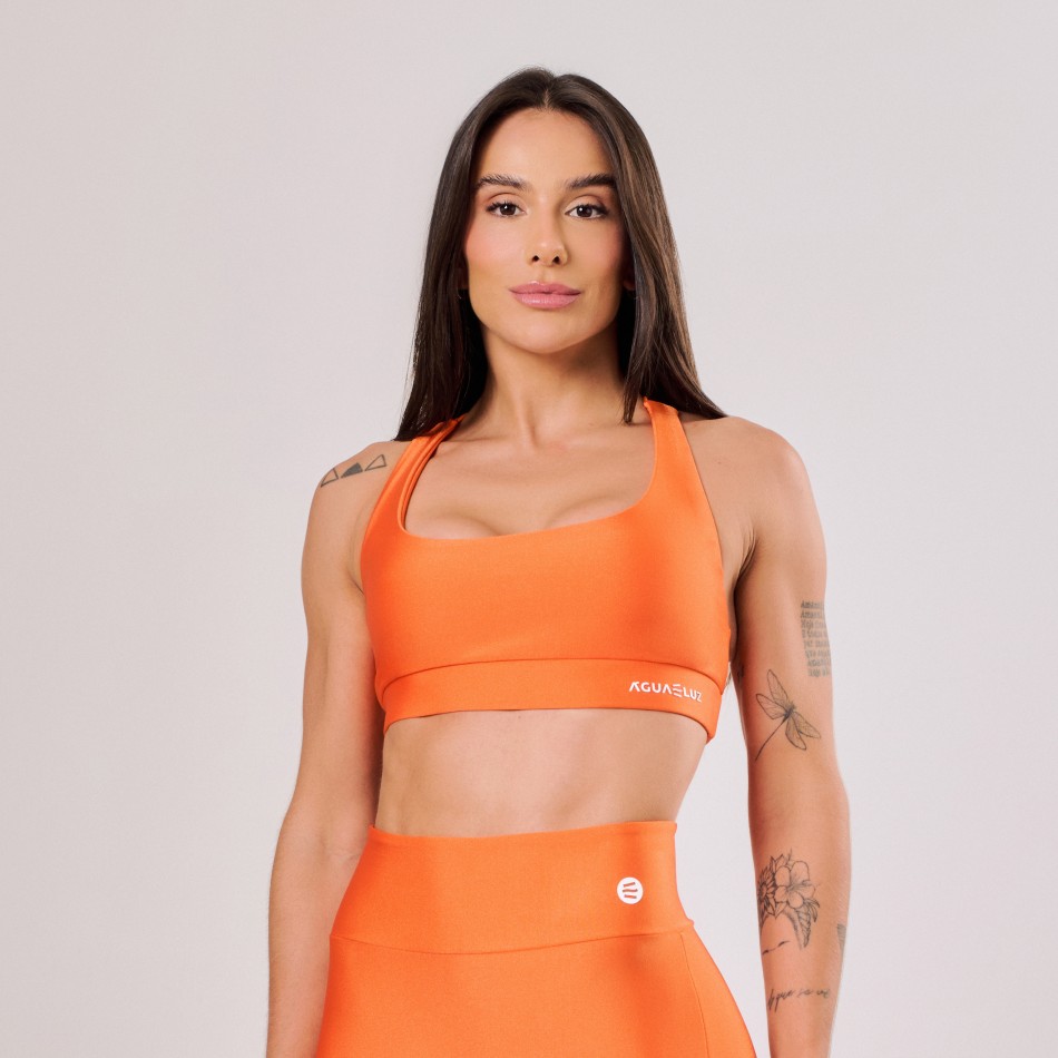 Top Laranja Cítrico com Alças Cruzadas
