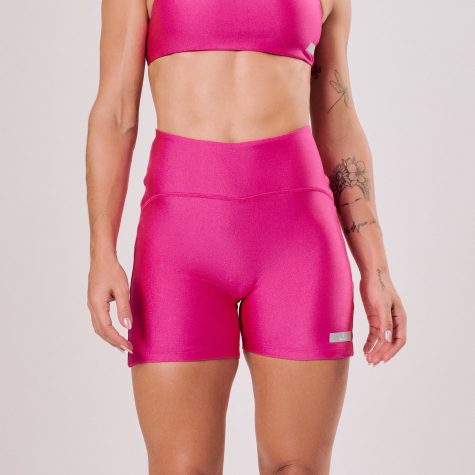 Short Rosa Vibrante com Pesponto