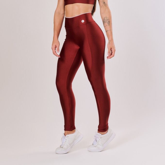 Calça Legging Cobre com Detalhe Off White