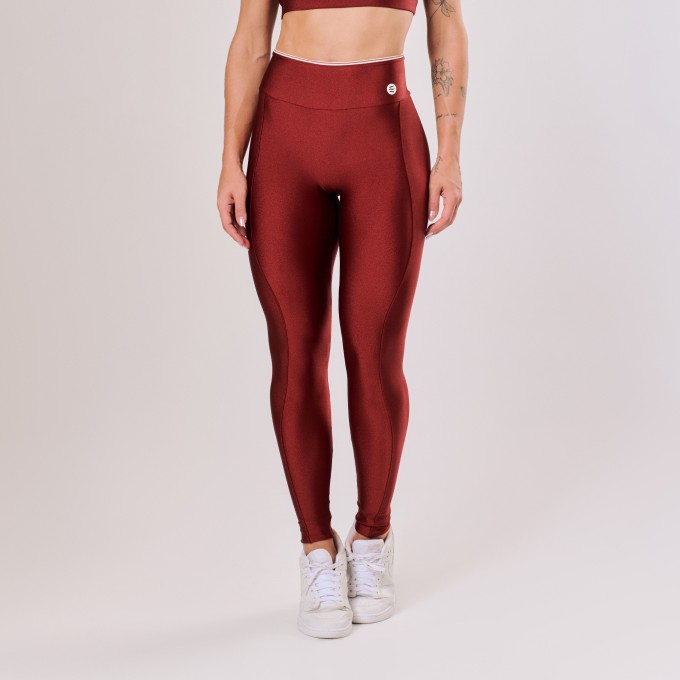 Calça Legging Cobre com Detalhe Off White