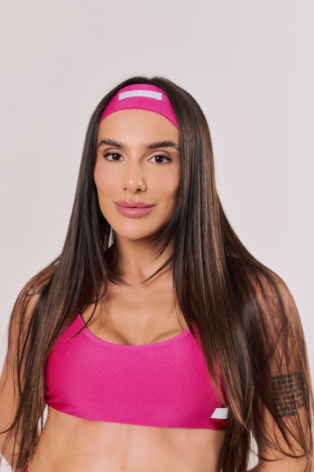 Faixa de Cabelo Esportiva Rosa Vibrante
