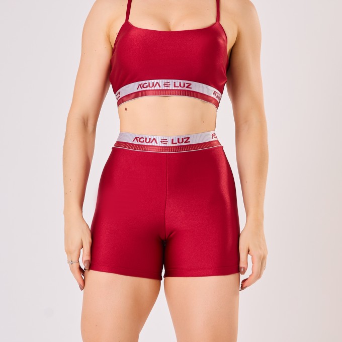 Short Vermelho Carmim com Elástico Personalizado