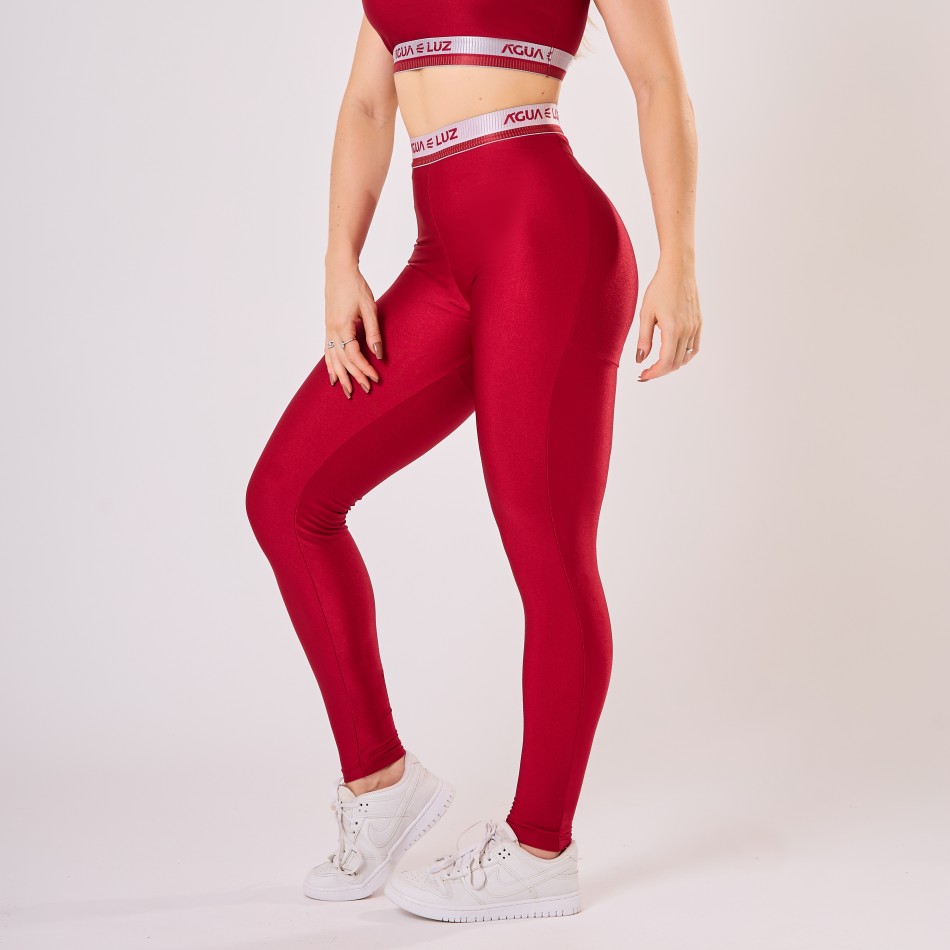 Calça Legging Vermelha Carmim com Elástico Personalizado