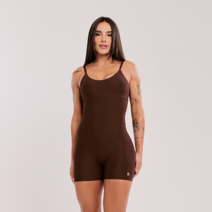 Macaquinho Básico Sem Costura Marrom Escuro