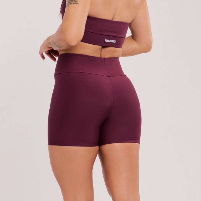 Short Básico Sem Costura Vinho Rubi