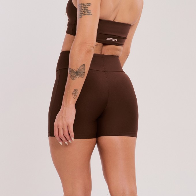 Short Básico sem Costura Marrom Escuro
