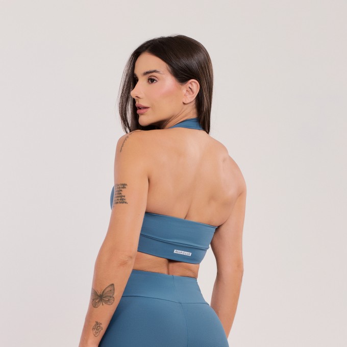 Top Decote Reto Azul Safira