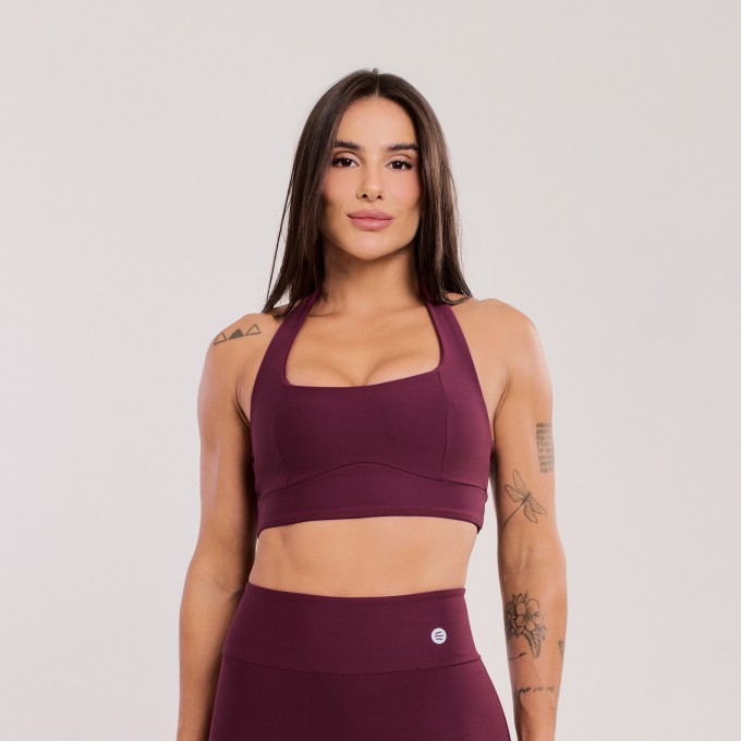 Top Decote Reto Vinho Rubi