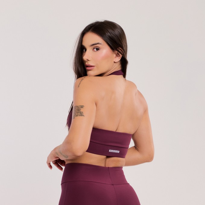 Top Decote Reto Vinho Rubi