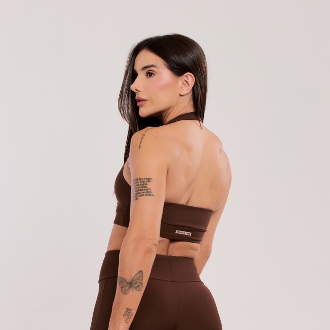 Top Decote Reto Marrom Escuro