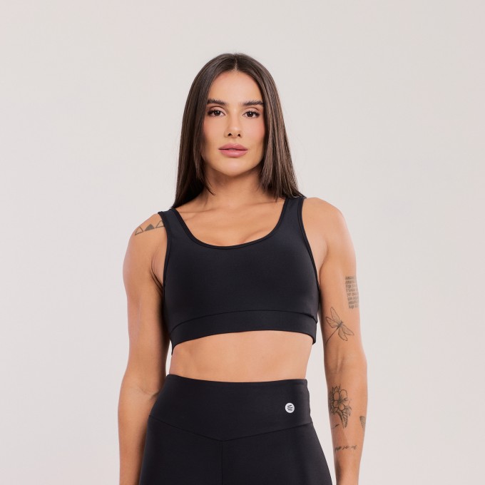 Top Básico com Alças Largas Preto