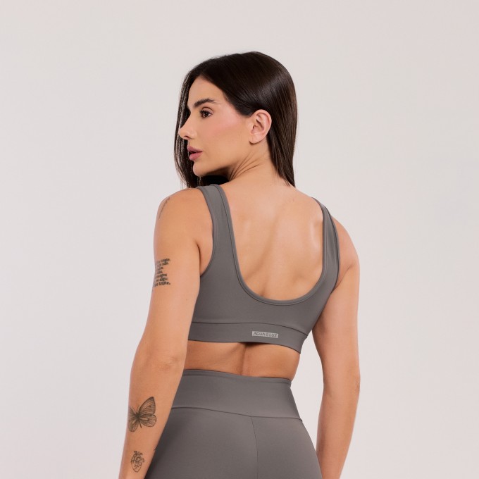 Top Básico com Alças Largas Cinza Urbano